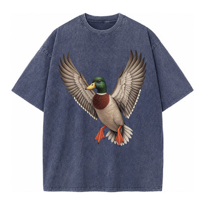 Mallard In Flight Vintage T-shirt – Blue