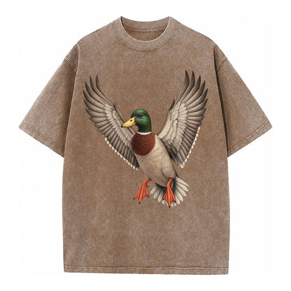 Mallard In Flight Vintage T-shirt – Brown