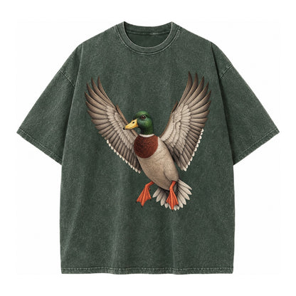 Mallard In Flight Vintage T-shirt – Forest Mist(Green)