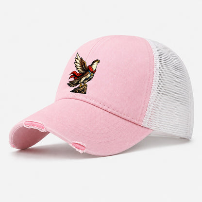 Mallard In Flight Washed Trucker Hat – Light Pink