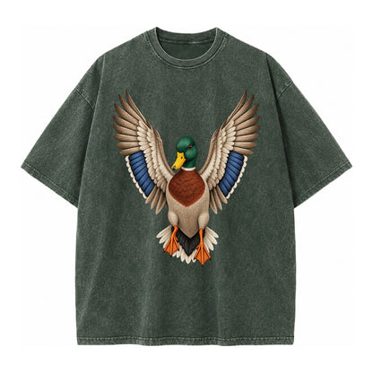 Mallard Majesty Vintage T-shirt – Forest Mist(Green)