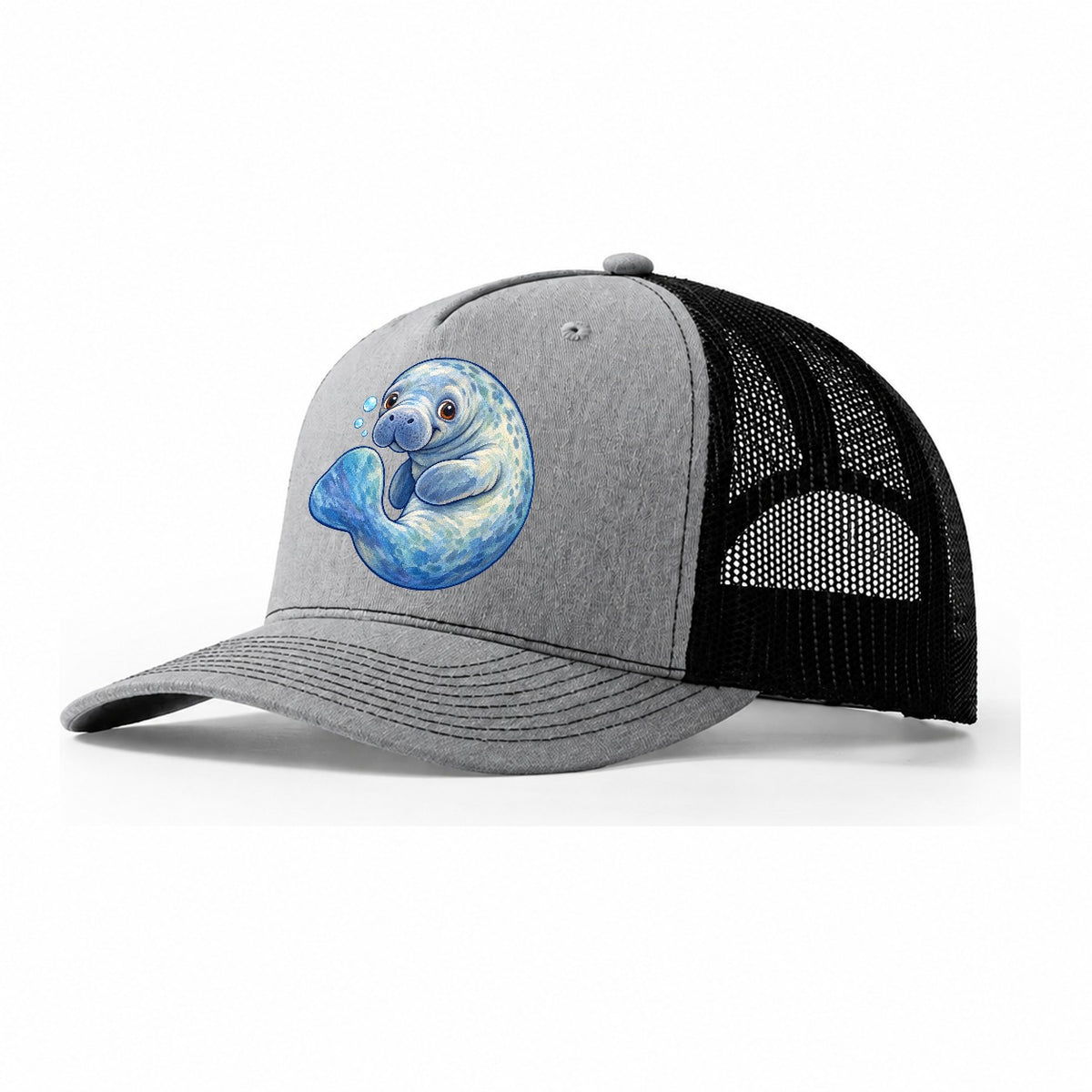 Manatee Curled Drift Sea Sprite Trucker Hat – Sport Grey Black