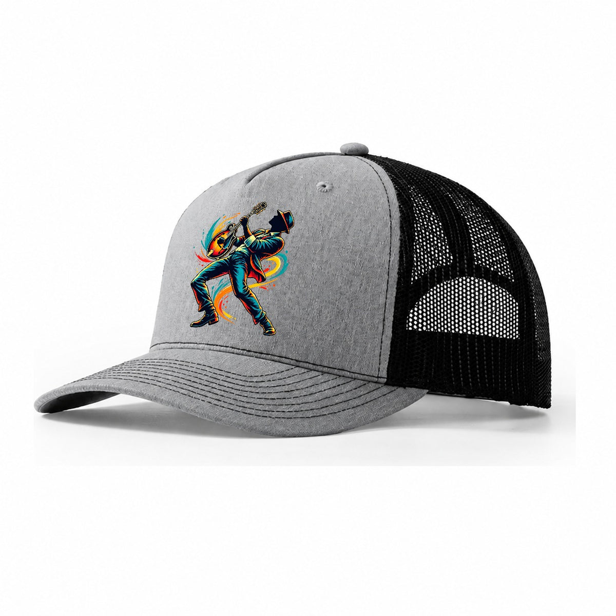 Mandolin Icon Music Instruments Trucker Hat – Sport Grey Black