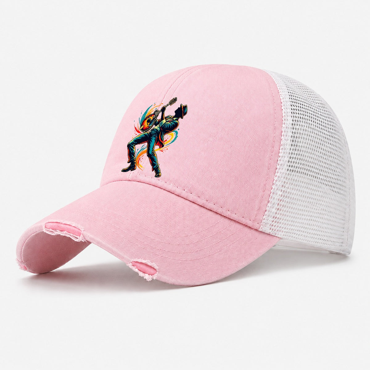 Mandolin Icon Music Instruments Washed Trucker Hat – Light Pink