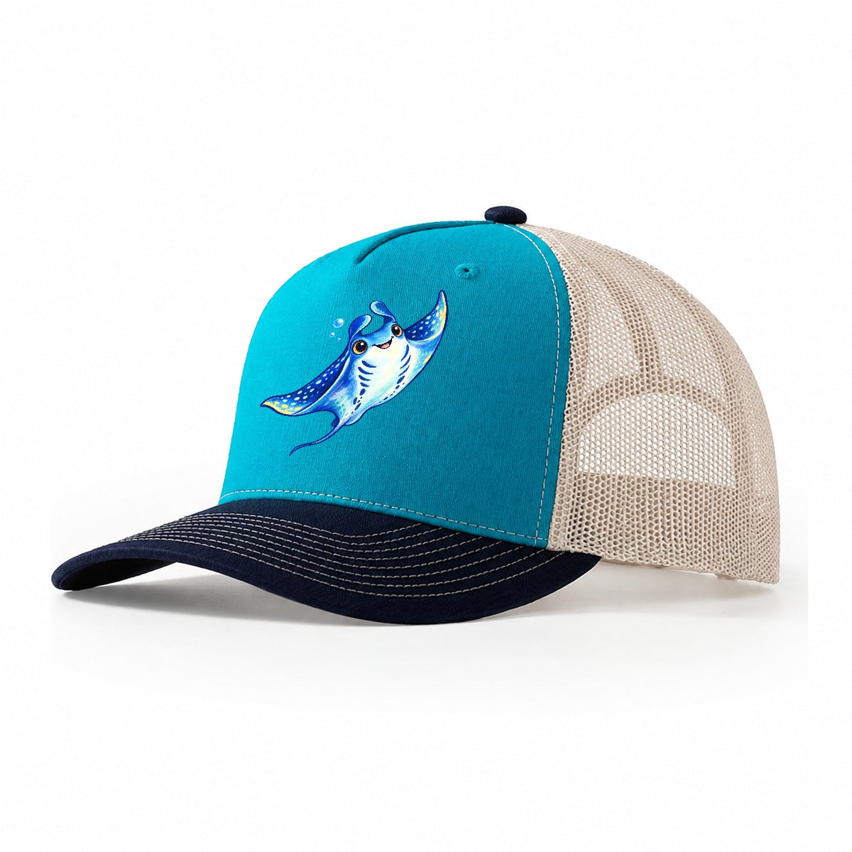 Manta Ray Upward Glide Sea Sprite Trucker Hat – Teal Navy