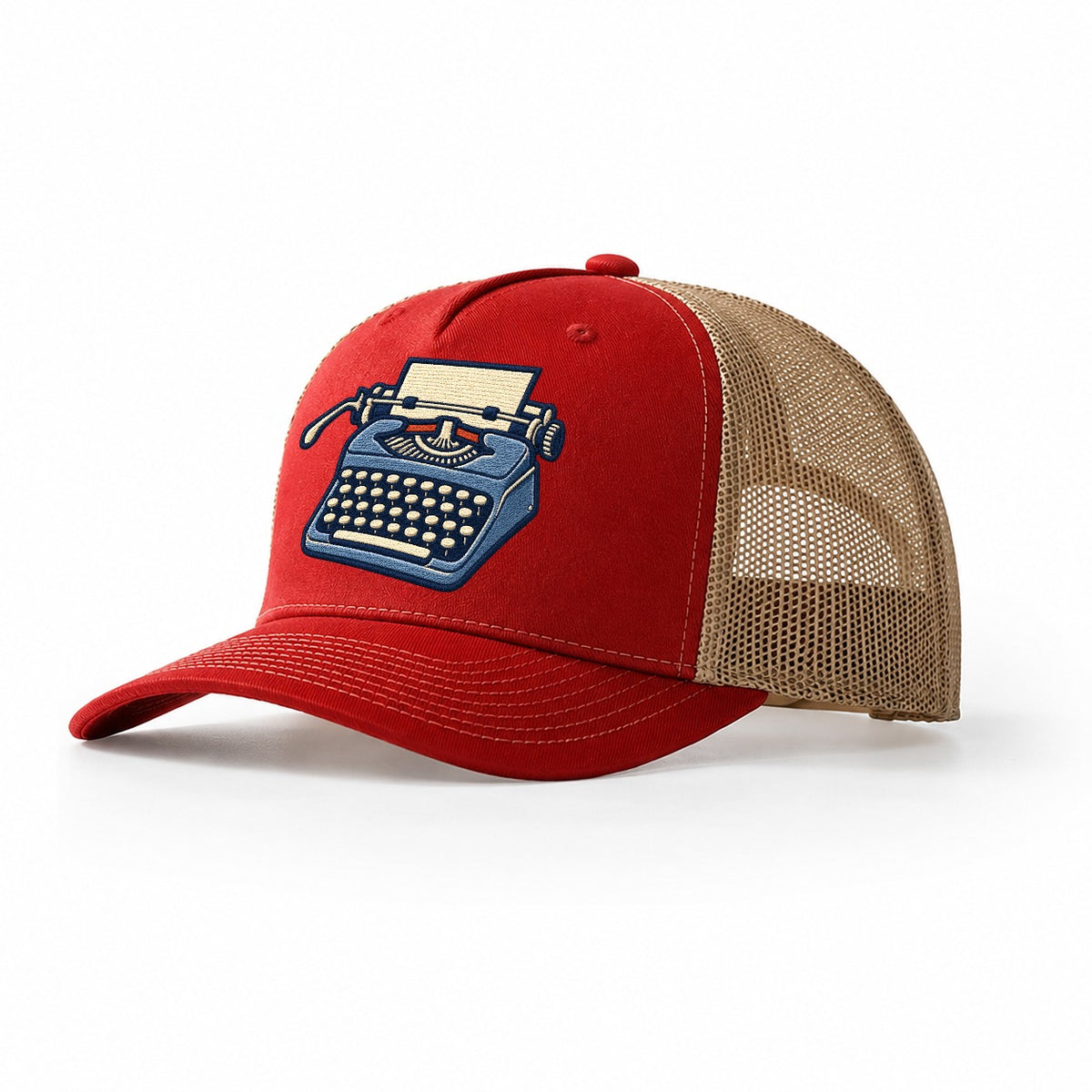 Manual Typewriter Tiny Solo Marks Trucker Hat – Red Khaki