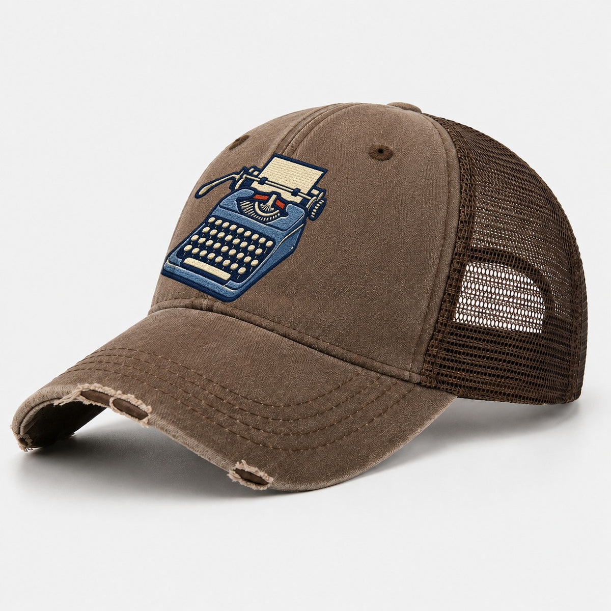 Manual Typewriter Tiny Solo Marks Washed Trucker Hat – Coffee