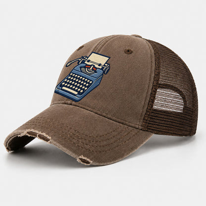 Manual Typewriter Tiny Solo Marks Washed Trucker Hat – Coffee