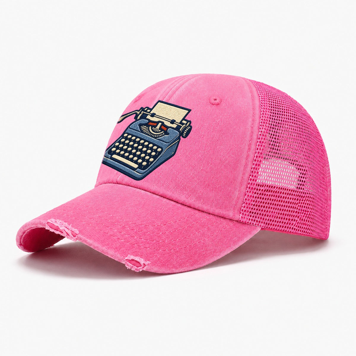 Manual Typewriter Tiny Solo Marks Washed Trucker Hat – Rose