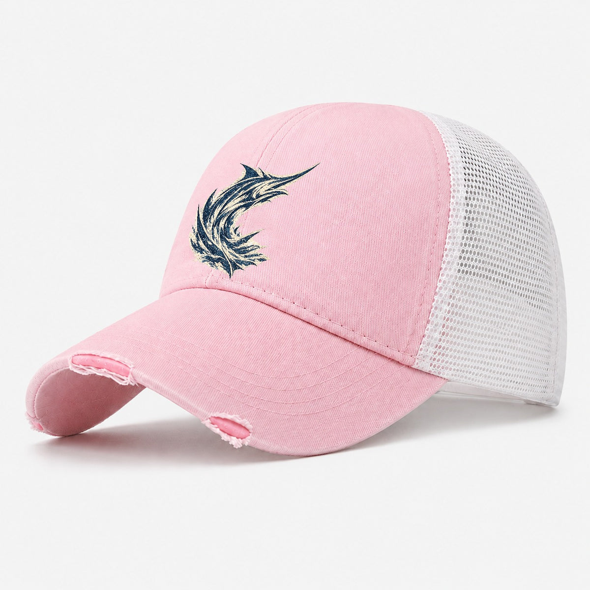 Marlin's Majesty of the Sea Abstract Washed Trucker Hat – Light Pink