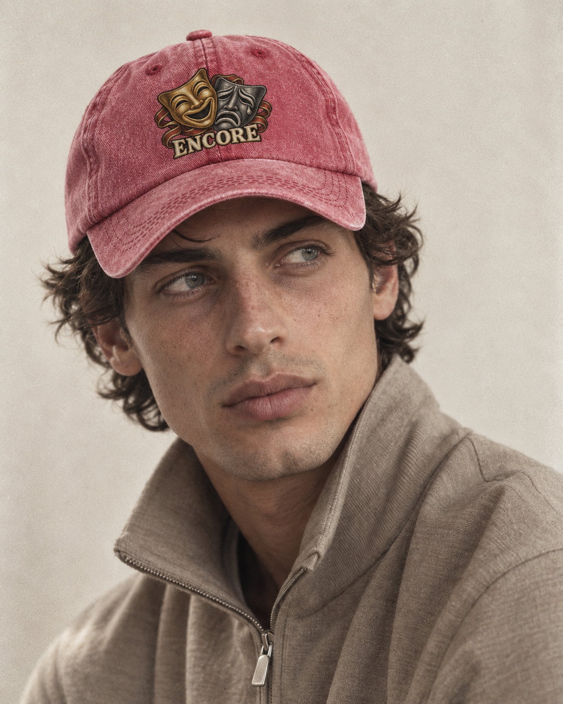 Model wearing the cap