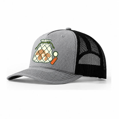 Mesh Bag And Hand Lens Foraging And Mycology Trucker Hat – Sport Grey Black