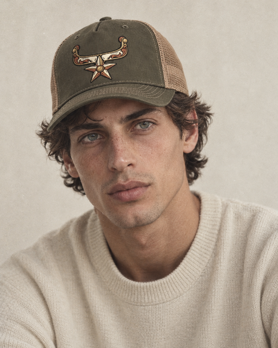 Model wearing the cap