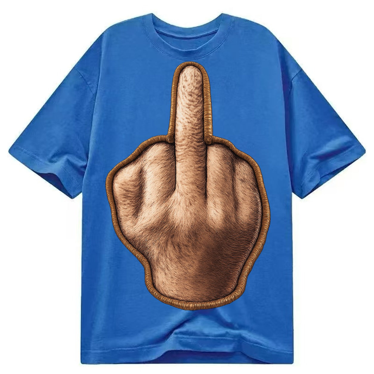 MIDDLE FINGER - hand gesture in skin tone , attitude - Classic T-shirt – Blue
