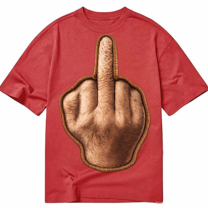 MIDDLE FINGER - hand gesture in skin tone , attitude - Classic T-shirt – Red
