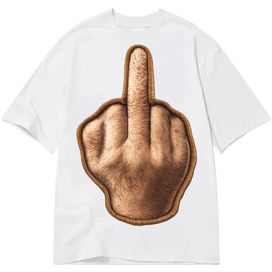 MIDDLE FINGER - hand gesture in skin tone , attitude - Classic T-shirt – White