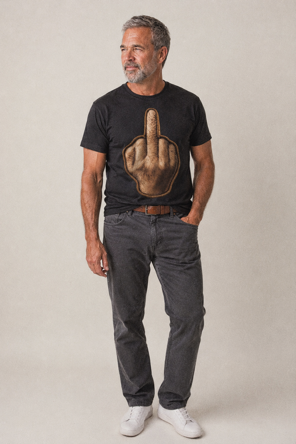 MIDDLE FINGER - hand gesture in skin tone , attitude - Classic T-shirt – studio model photo