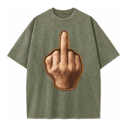 MIDDLE FINGER - hand gesture in skin tone , attitude - Vintage T-shirt – Army Green