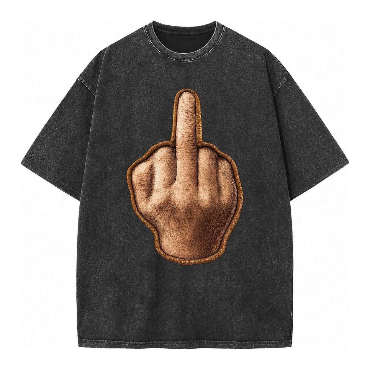 MIDDLE FINGER - hand gesture in skin tone , attitude - Vintage T-shirt – Black