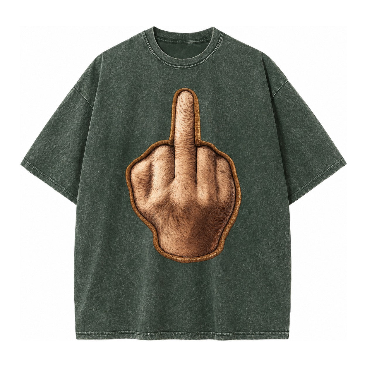 MIDDLE FINGER - hand gesture in skin tone , attitude - Vintage T-shirt – Forest Mist(Green)