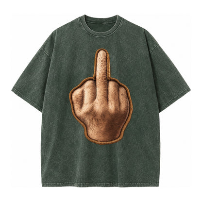 MIDDLE FINGER - hand gesture in skin tone , attitude - Vintage T-shirt – Forest Mist(Green)