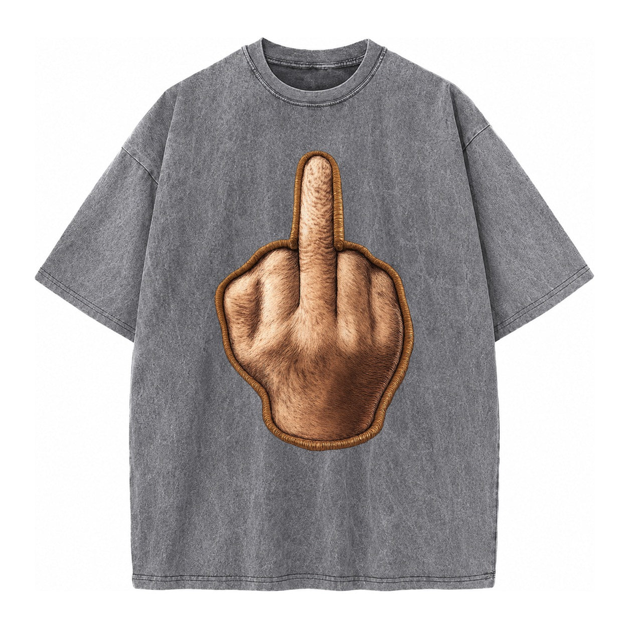MIDDLE FINGER - hand gesture in skin tone , attitude - Vintage T-shirt – Grey