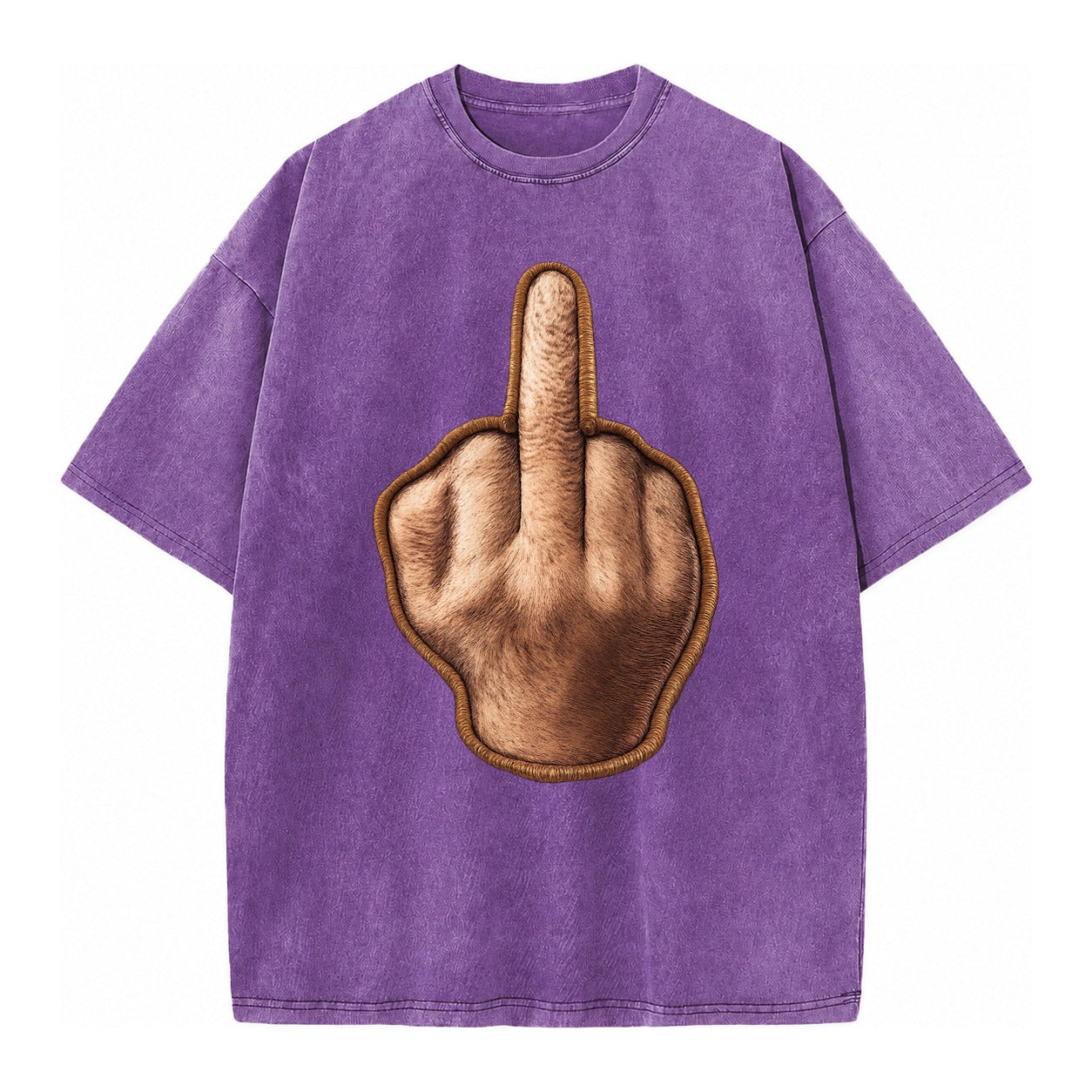MIDDLE FINGER - hand gesture in skin tone , attitude - Vintage T-shirt – Purple