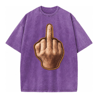 MIDDLE FINGER - hand gesture in skin tone , attitude - Vintage T-shirt – Purple