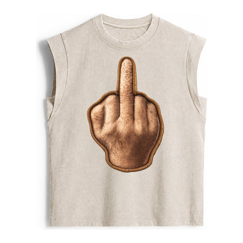 MIDDLE FINGER - hand gesture in skin tone , attitude - Vintage Washed Tank