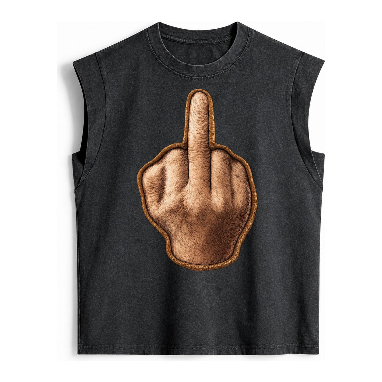 MIDDLE FINGER - hand gesture in skin tone , attitude - Vintage Washed Tank – Black