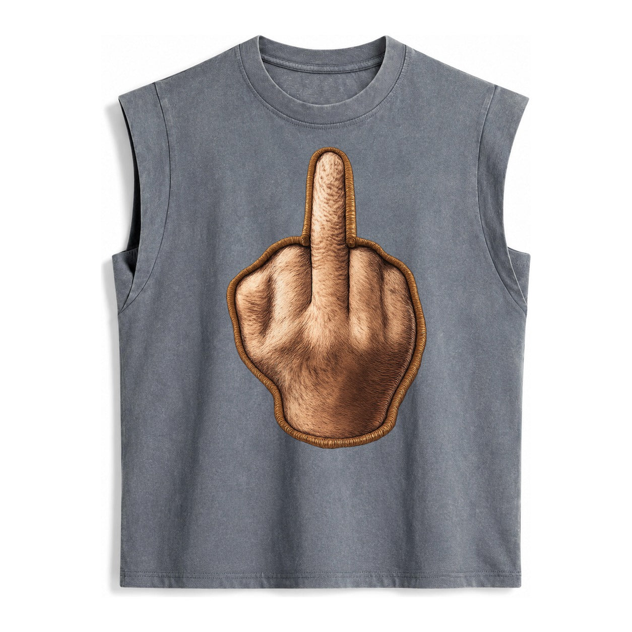MIDDLE FINGER - hand gesture in skin tone , attitude - Vintage Washed Tank – Grey