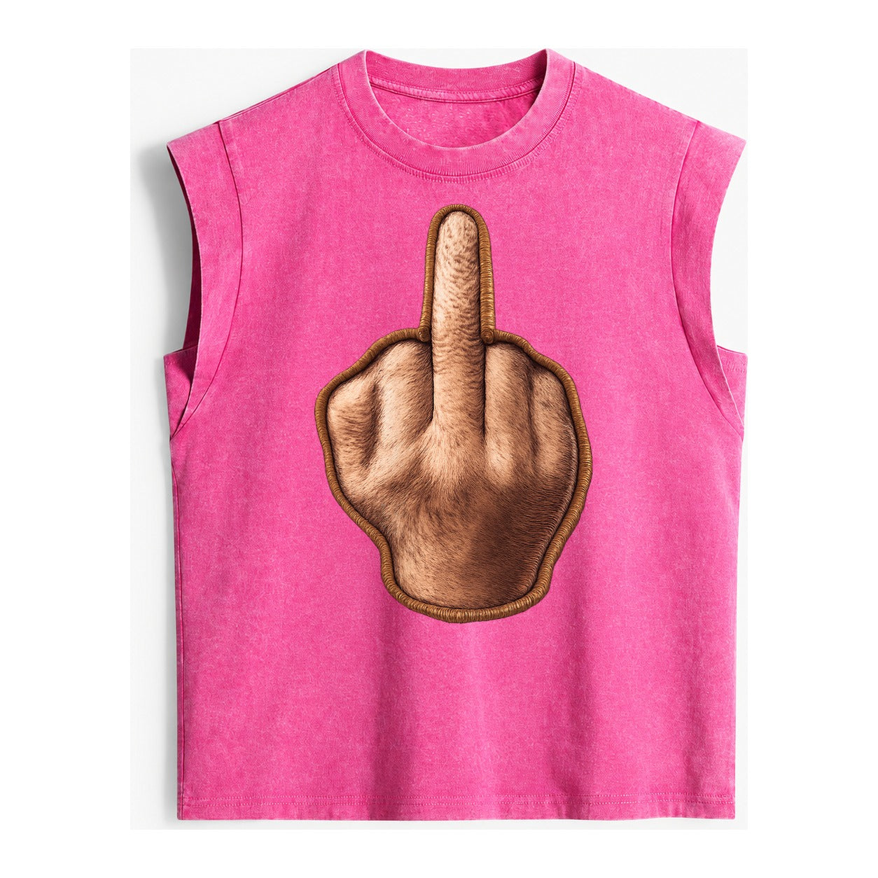 MIDDLE FINGER - hand gesture in skin tone , attitude - Vintage Washed Tank – Pink