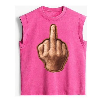 MIDDLE FINGER - hand gesture in skin tone , attitude - Vintage Washed Tank – Pink