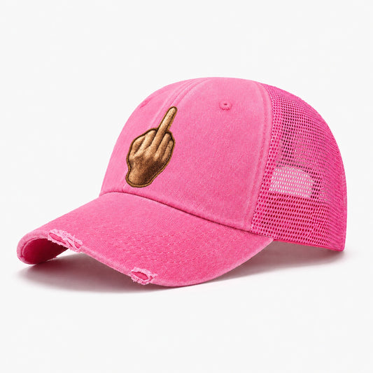 Middle Finger Washed Trucker Hat – Rose
