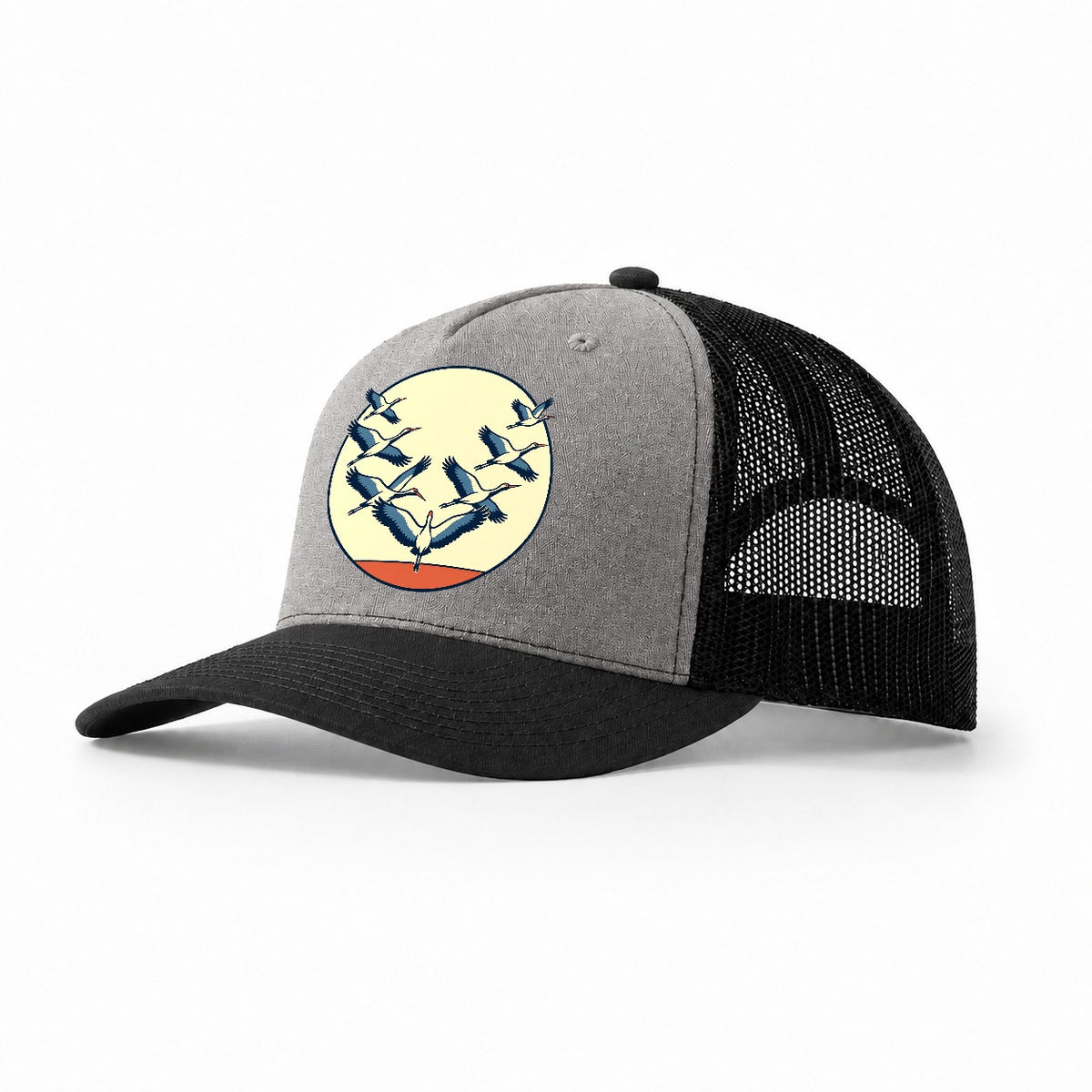 Migration Formation Birdwatching Trucker Hat – Grey Black