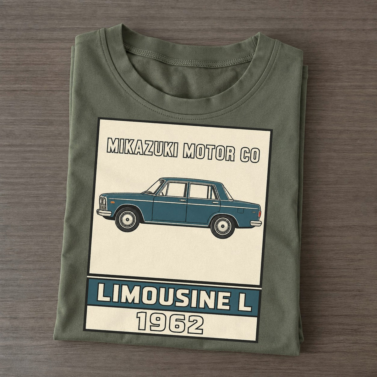 Mikazuki Limousine Showa Speed Plates Classic T-shirt – Army Green