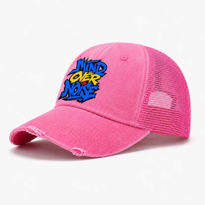 Mind Over Noise Tee Graphic Washed Trucker Hat – Rose