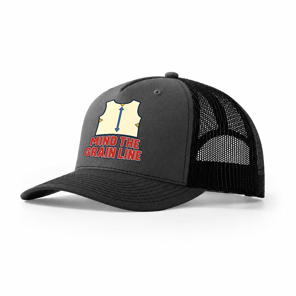 Mind The Grain Line Sewing And Quilting Trucker Hat – Dark Grey Black