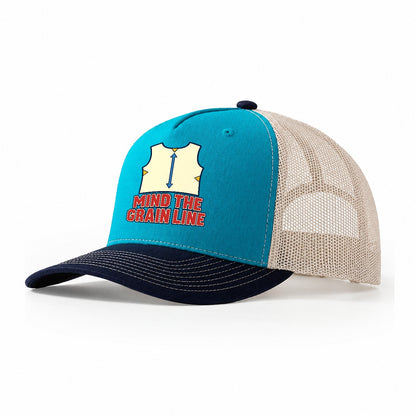 Mind The Grain Line Sewing And Quilting Trucker Hat – Teal Navy