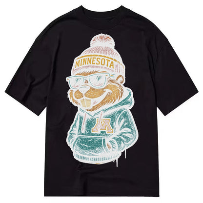 Minneapolis Gopher wearing Minnesota beanie with M patch - Classic T-shirt – Black