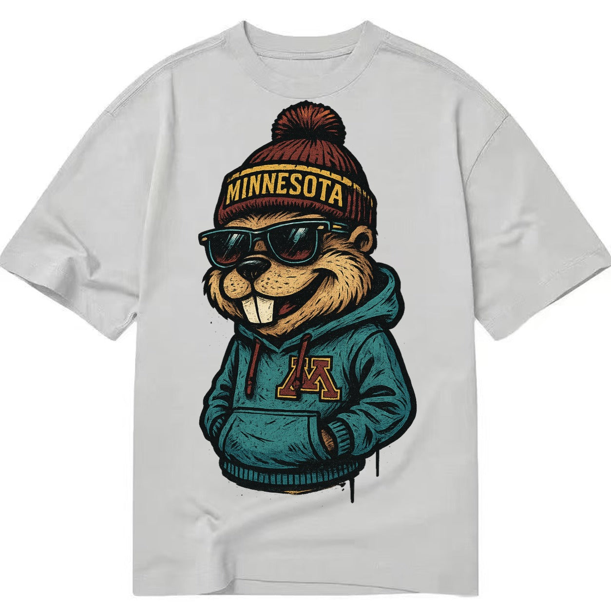 Minneapolis Gopher wearing Minnesota beanie with M patch - Classic T-shirt – Grey