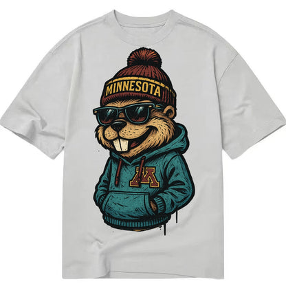 Minneapolis Gopher wearing Minnesota beanie with M patch - Classic T-shirt – Grey