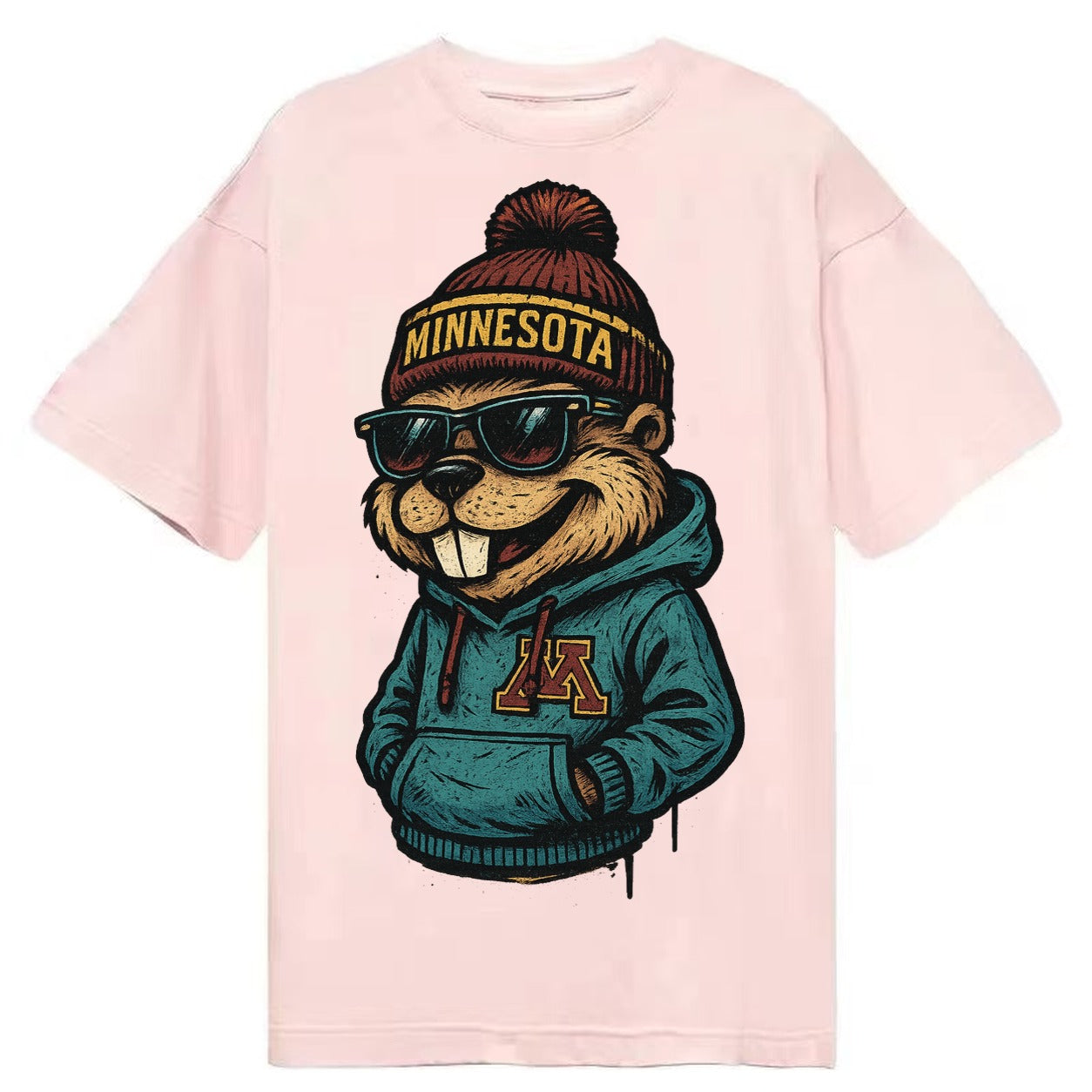 Minneapolis Gopher wearing Minnesota beanie with M patch - Classic T-shirt – Pink