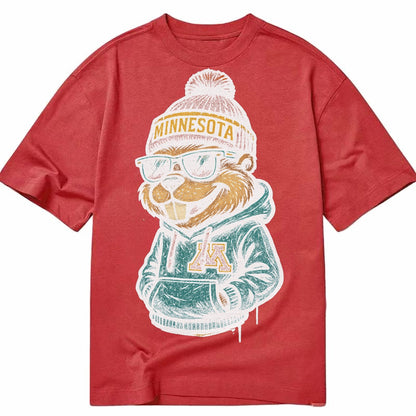 Minneapolis Gopher wearing Minnesota beanie with M patch - Classic T-shirt – Red
