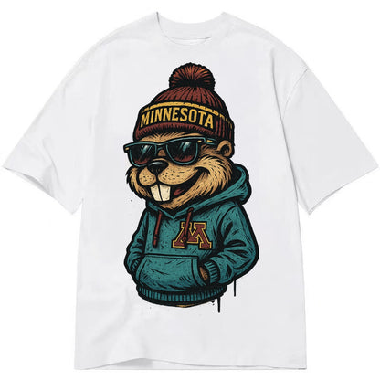 Minneapolis Gopher wearing Minnesota beanie with M patch - Classic T-shirt – White