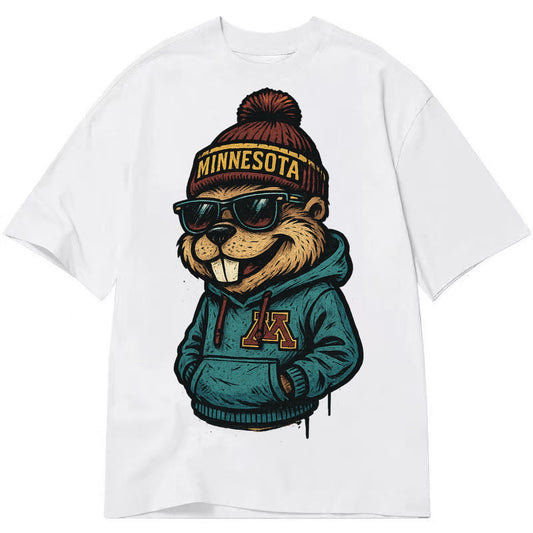 Minneapolis Gopher wearing Minnesota beanie with M patch - Classic T-shirt – White