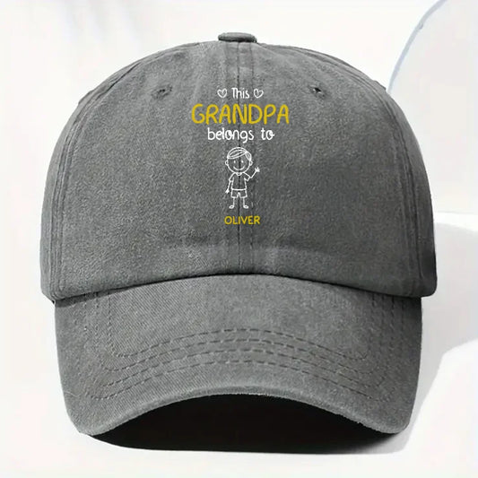 Personalized Grandpa Cap - Custom Names Vintage Denim Hat