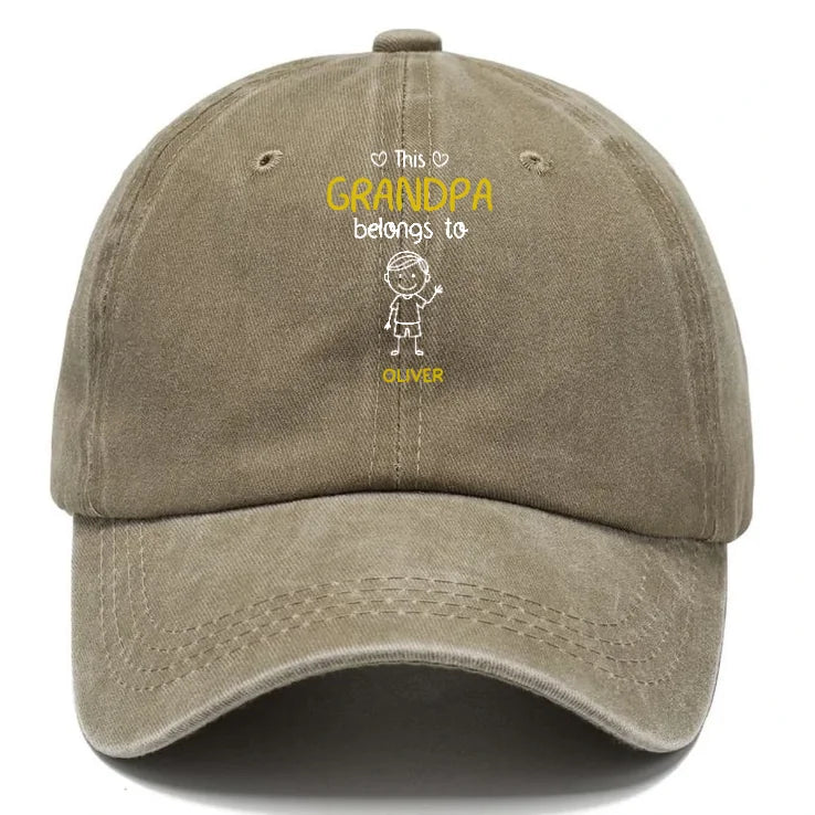Personalized Grandpa Cap - Custom Names Vintage Denim Hat
