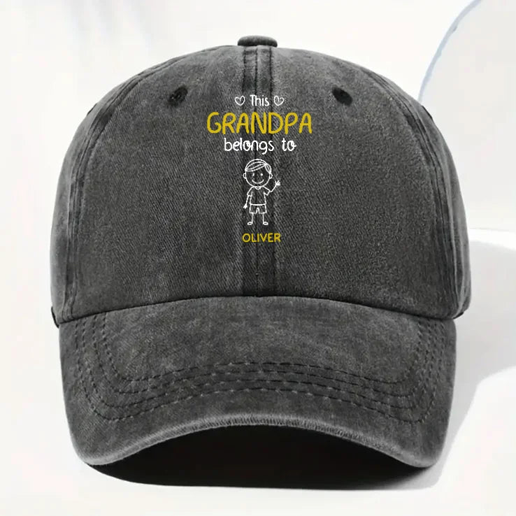 Personalized Grandpa Cap - Custom Names Vintage Denim Hat