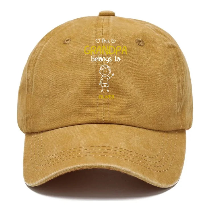 Personalized Grandpa Cap - Custom Names Vintage Denim Hat
